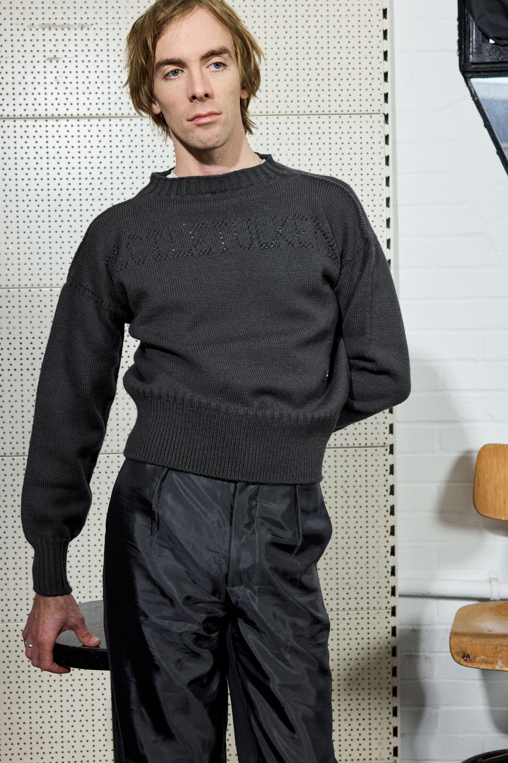 POINTELLE GANSEY IN UNIFORM GREY