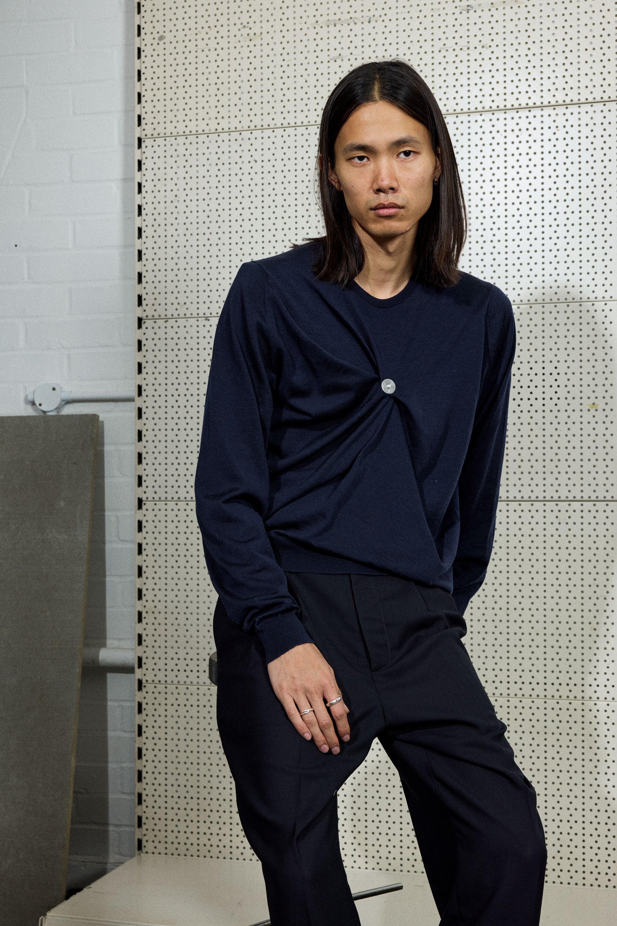 CT x JOHN SMEDLEY CREWNECK IN NAVY