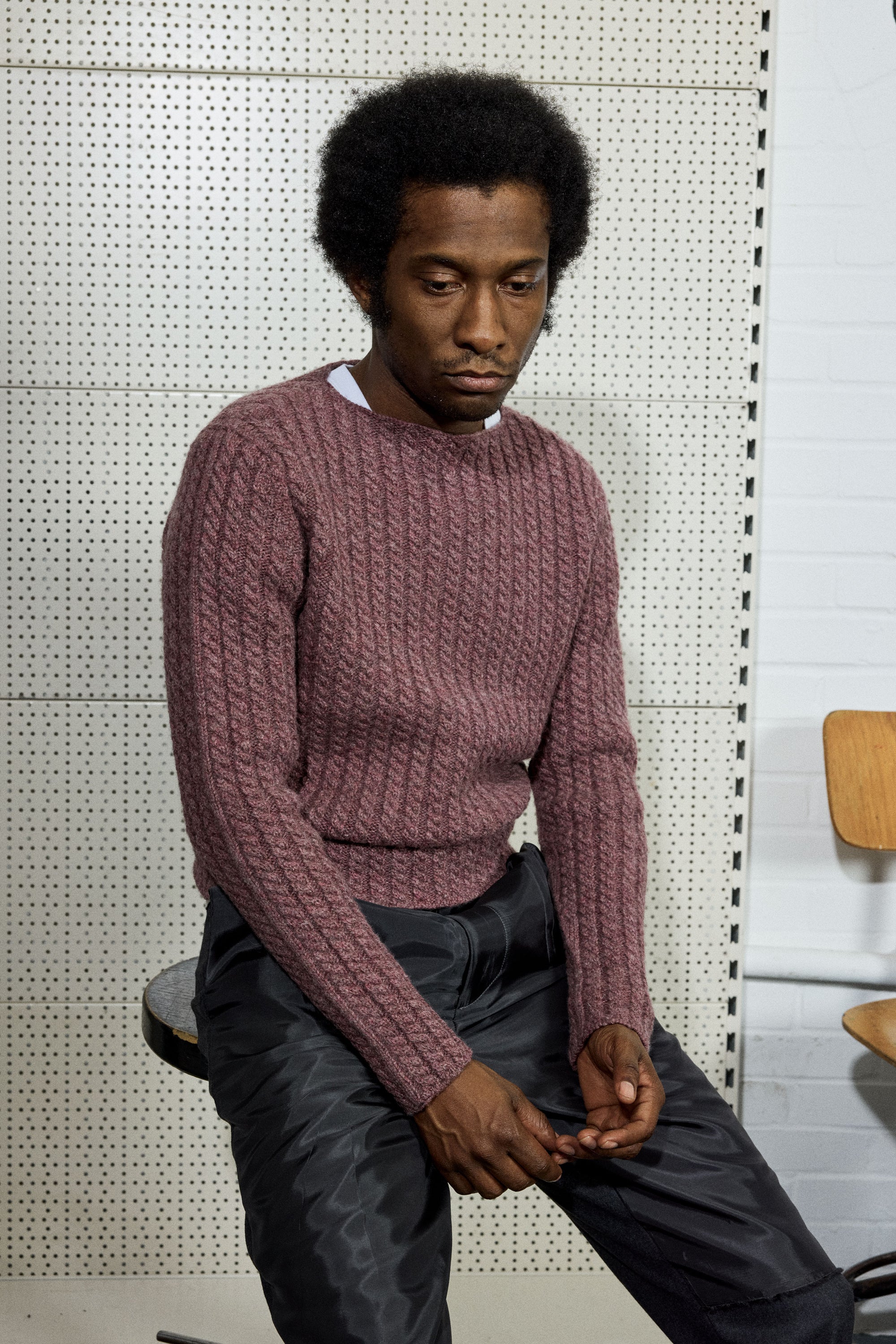 2X2 CABLE PULLOVER IN VINTAGE ROSE