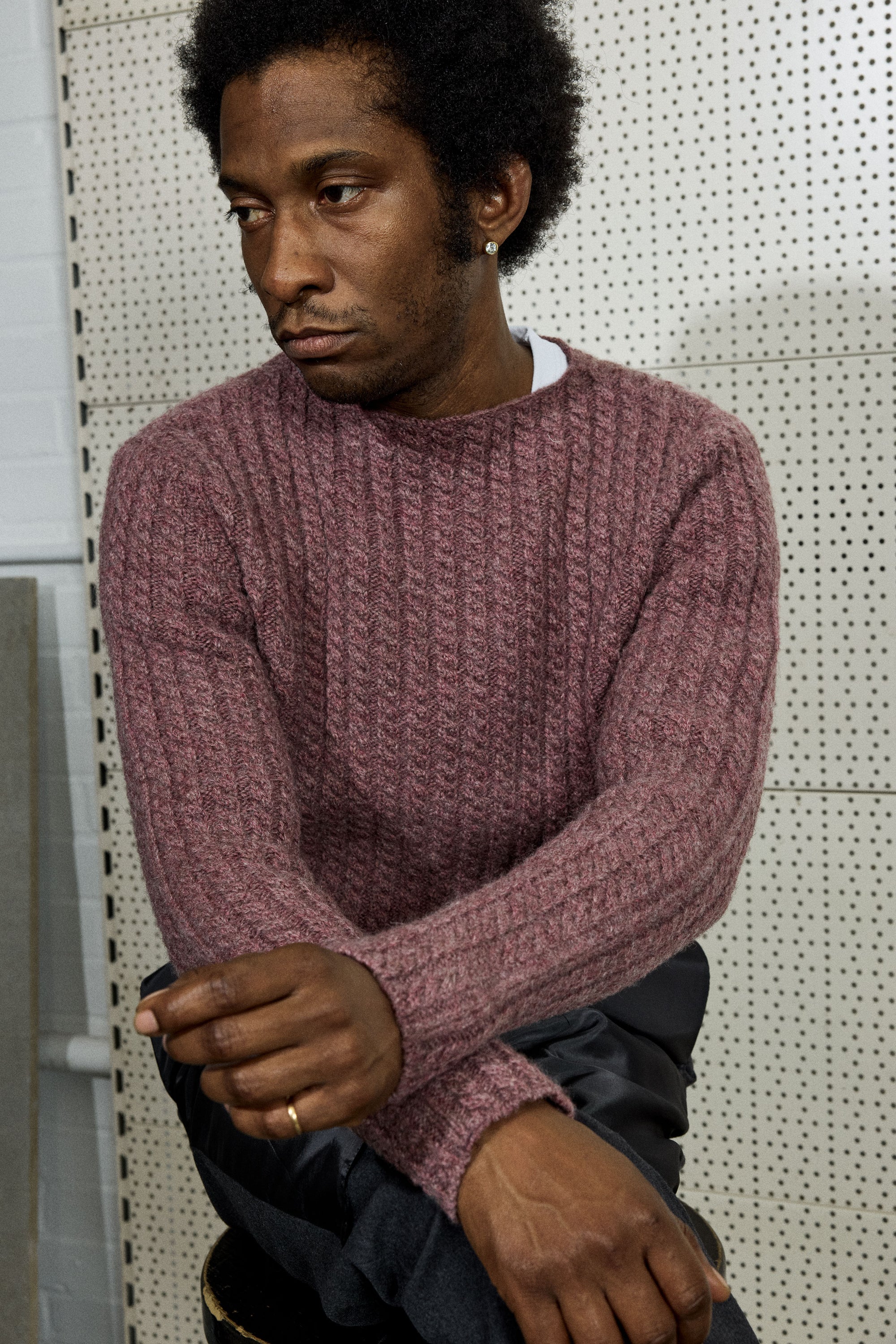 2X2 CABLE PULLOVER IN VINTAGE ROSE