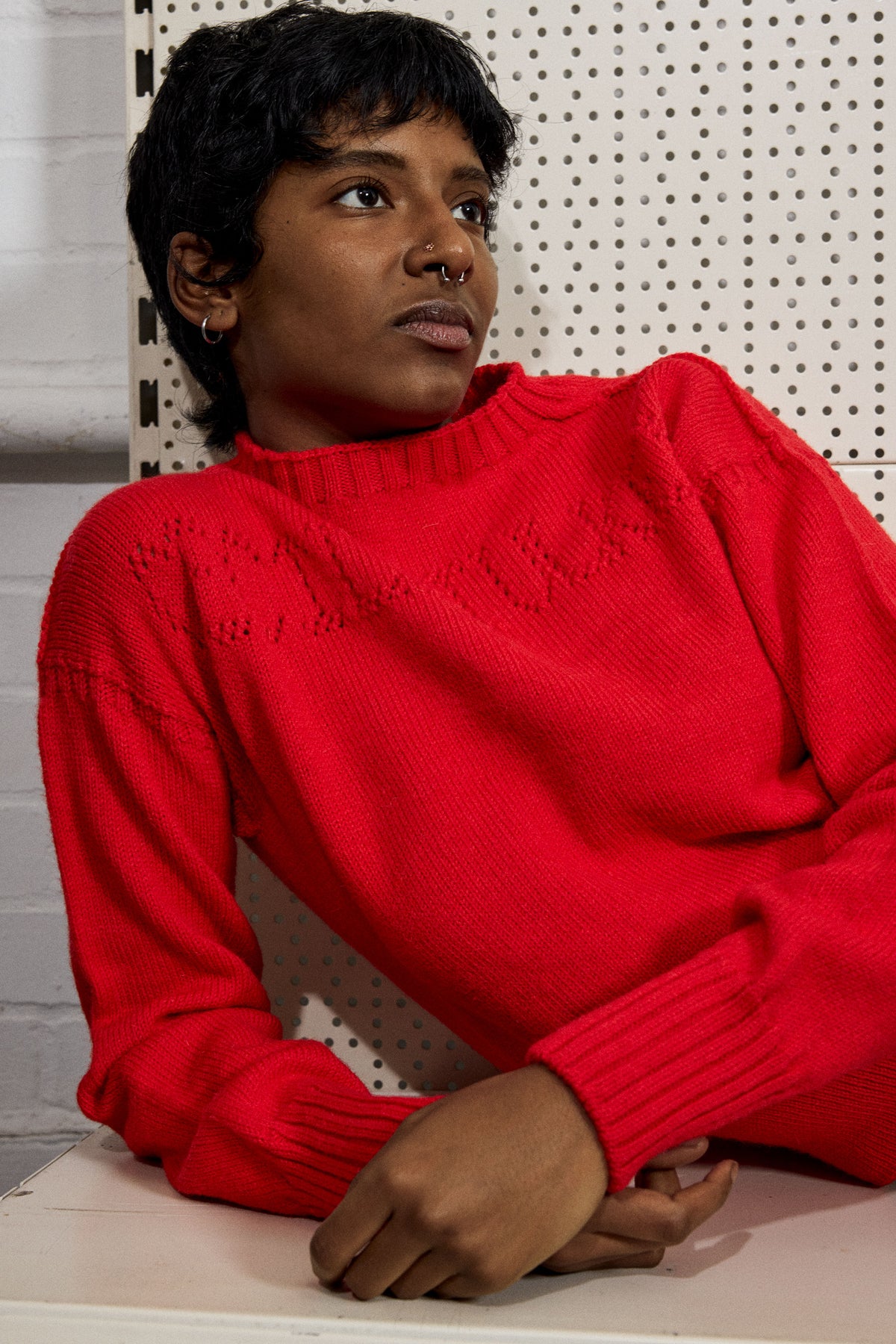 POINTELLE GANSEY IN RED