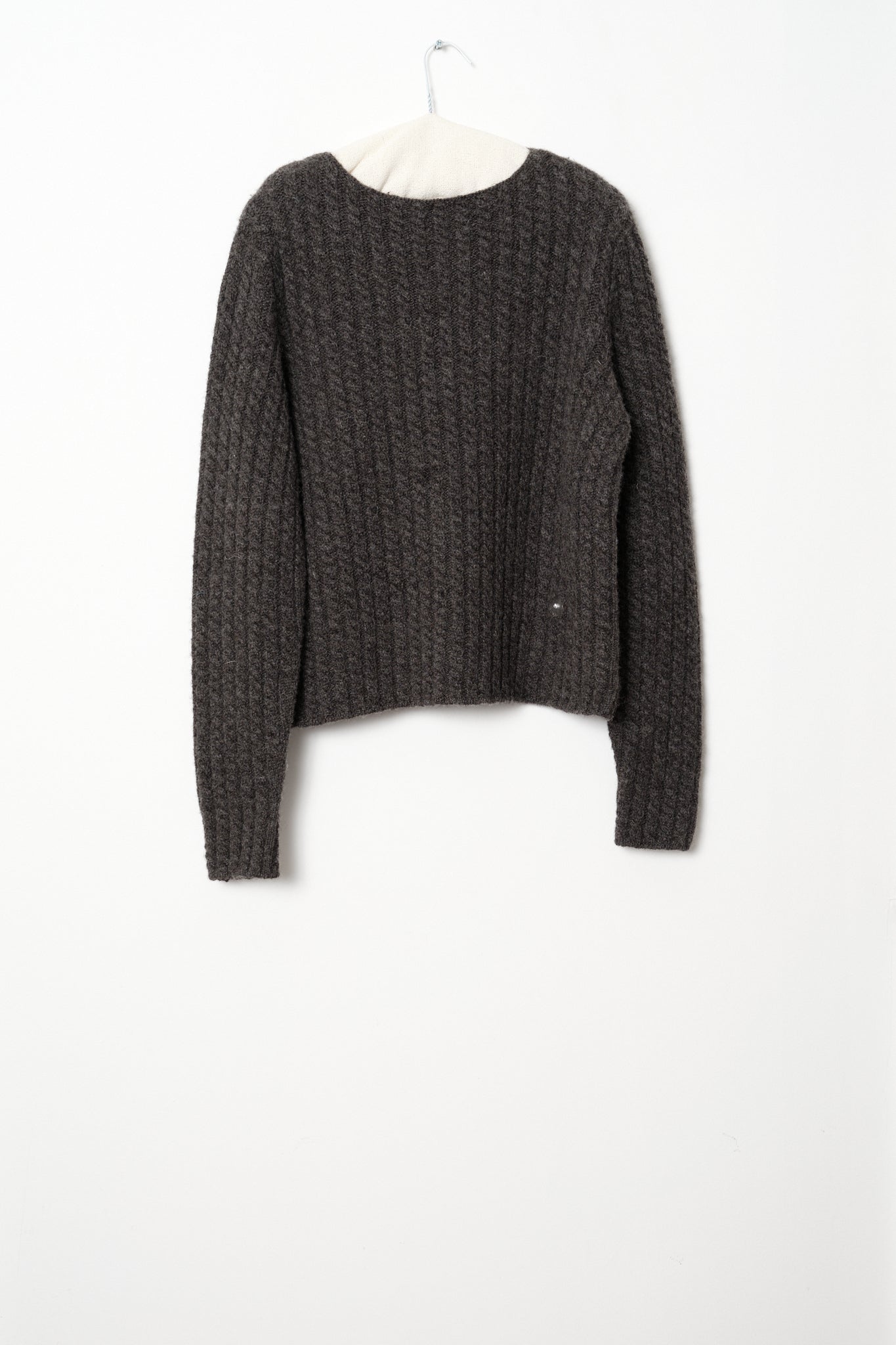 2X2 CABLE PULLOVER IN UNIFORM GREY