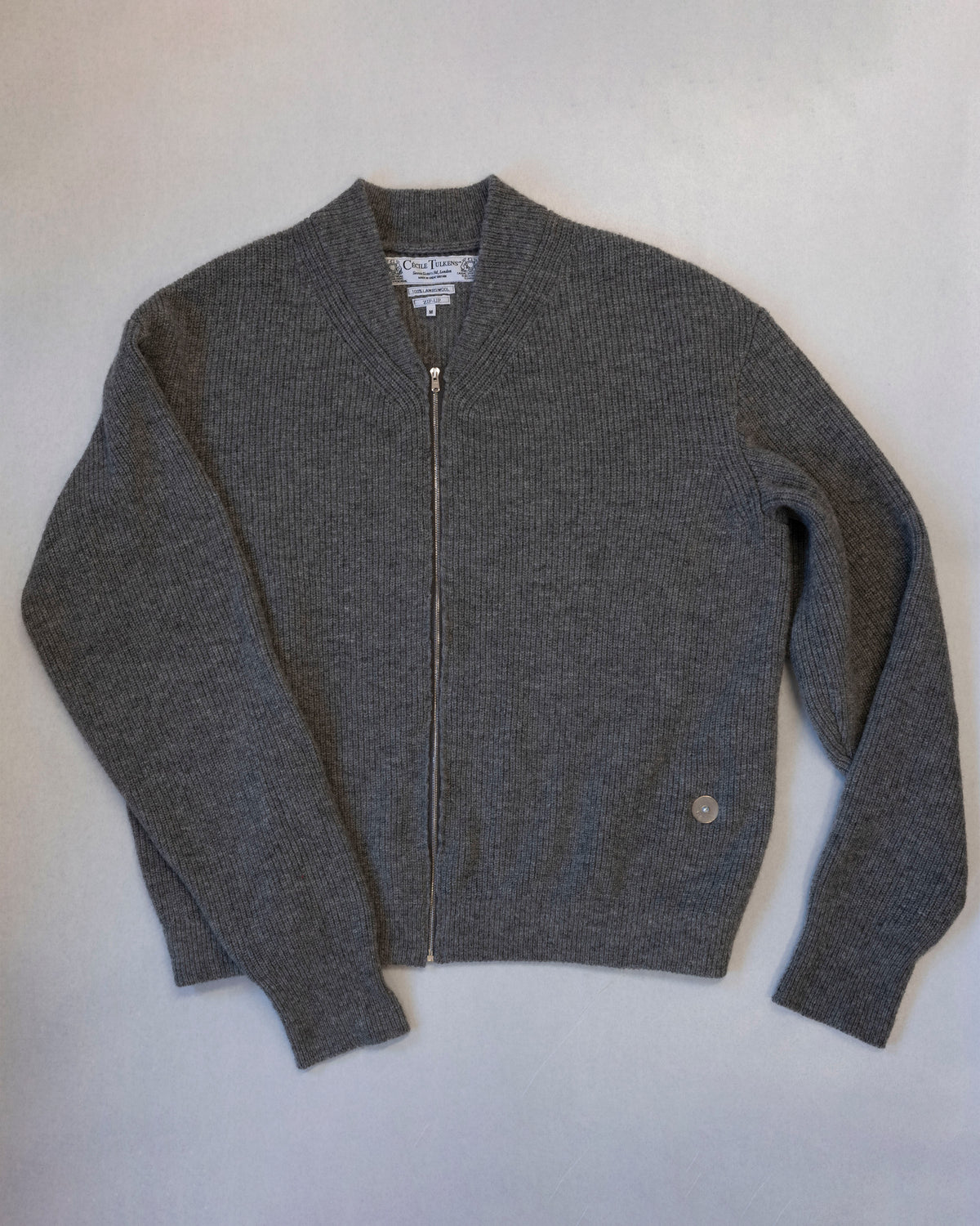 LAMBSWOOL ZIP-UP IN MID GREY