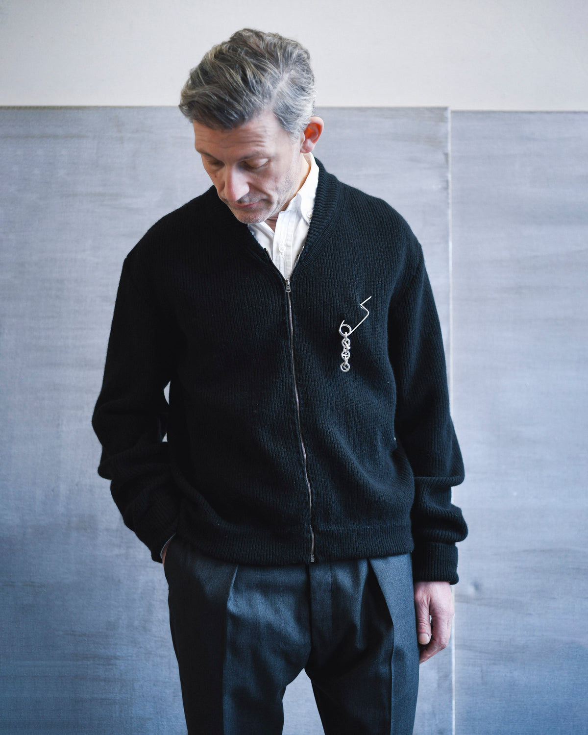 LAMBSWOOL ZIP-UP IN BLACK