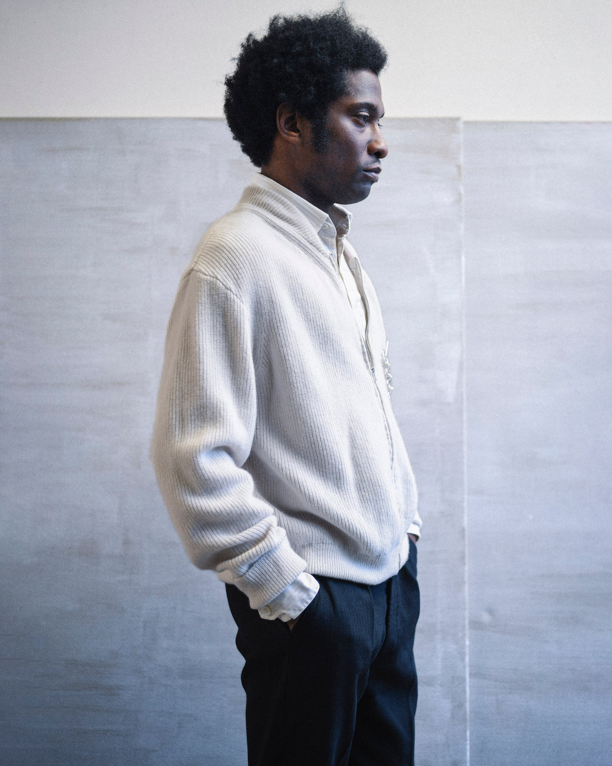 LAMBSWOOL ZIP-UP IN SILVER